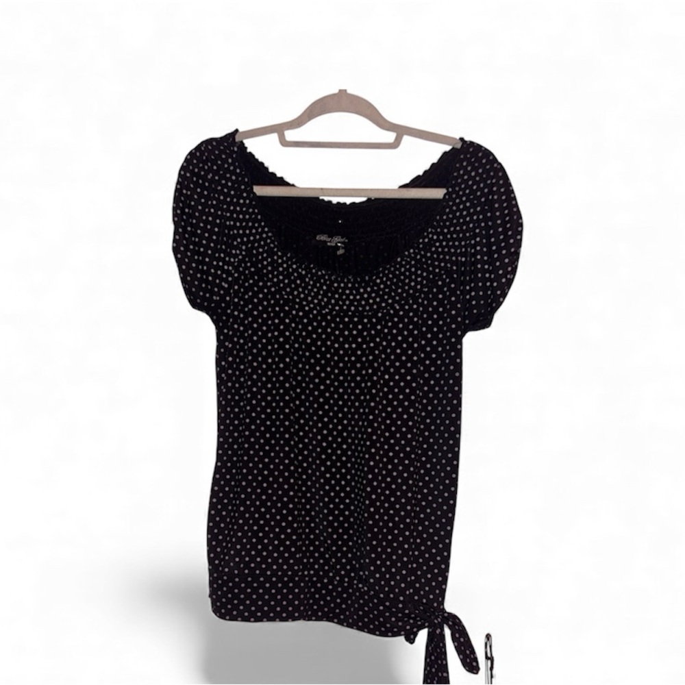 Black Polka Dot Top with Tie Detail